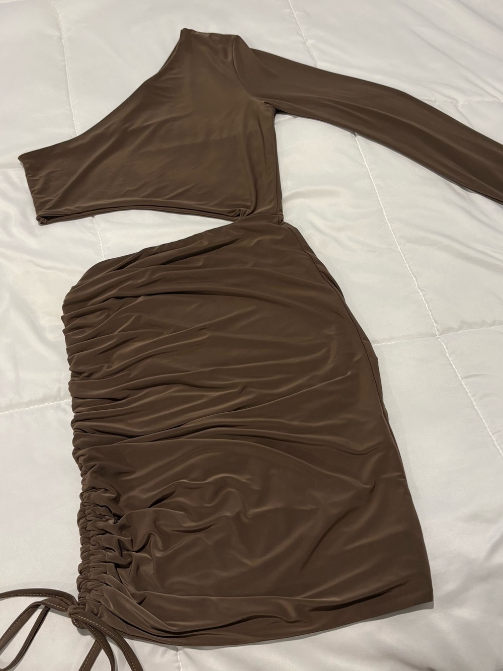 Nasty Gal Chocolate One-Shoulder Mini Dress